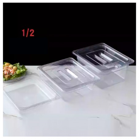 CUBETAS GASTRONORM Y TAPA 1/2, TRANSPARENTE, 65MM/100MM/150MM/200MM