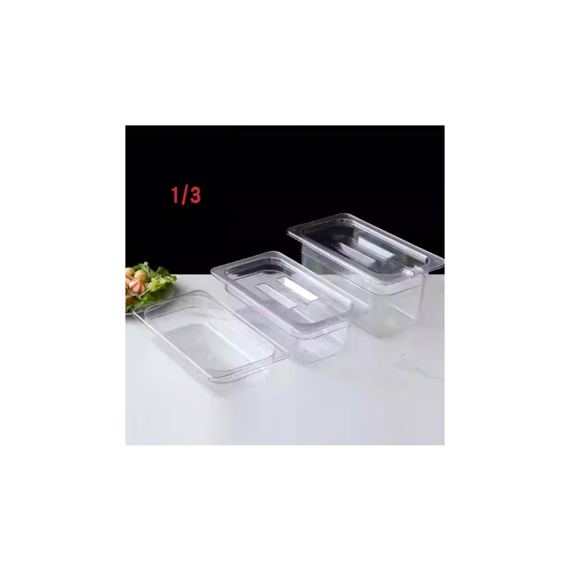 CUBETAS GASTRONORM Y TAPA 1/3, TRANSPARENTE, 65MM/100MM/150MM/200MM