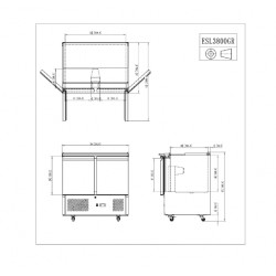 MESA FRÍA DE INGREDIENTES CON 2 PUERTAS 300L 310W -2 ℃ ~ 8 ℃