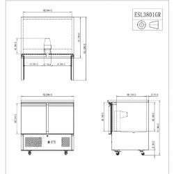 MESA FRÍA CON 2 PUERTAS 300L 220W -2 ℃ ~ 8 ℃