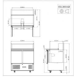 MESA FRÍA DE INGREDIENTES - MÁRMOL CON 2 PUERTAS 300L 310W -2 ℃ ~ 8 ℃