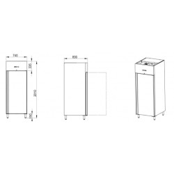 立式不锈钢单门冷冻冰箱 670L , -18 ℃ ~ 25 ℃, 600W , 730×805×2065MM