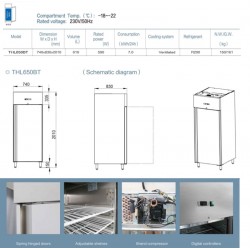 立式不锈钢单门冷冻冰箱 610L , -18 ℃ ~ 25 ℃, 590W, 740*830*2010MM