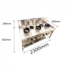 Estufa de gas de 5 fuegos con grifo de Gas natural y Butano 2300*900*810+290MM