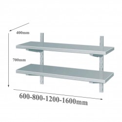 ESTANTERIA DE DOBLE PARED INOXIDABLE CON 2 BANDEJAS (600/800/1200/1600)*400*700MM