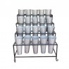 Estantería para Flores Comercial | Expositor de Hierro 4 Niveles con 20 Cubos Ø17cm| Incluye 20 Cubos para Flores
