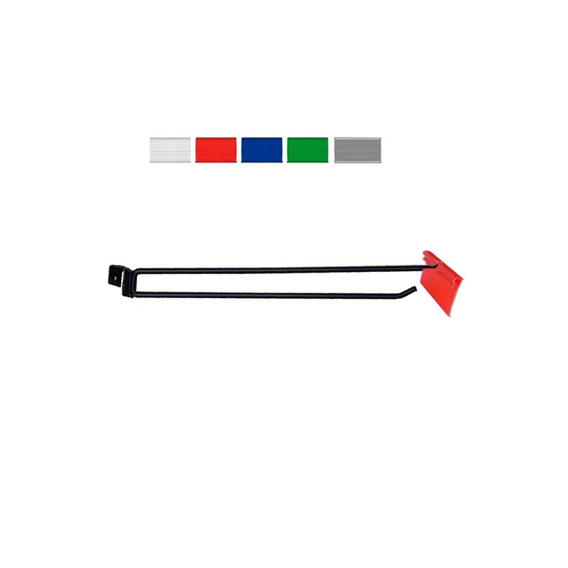 Gancho para Tubo Doble Gris Linea con Portaprecios 35/40cm Φ8mm 50Uds/Caja