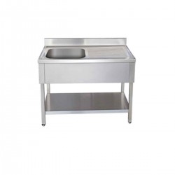 不锈钢单槽水池 1000×600×850MM 带靠背