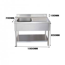 Fregadero de Acero Inoxidable de un Seno 1000×600×850MM con Respaldo