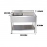 Fregadero de Acero Inoxidable de un Seno 1000×600×850MM con Respaldo