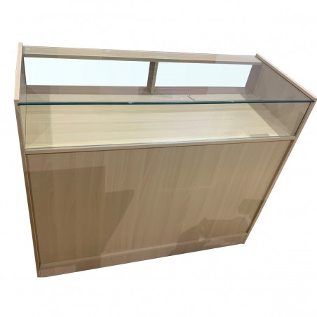 Mostrador Expositor Con Vitrina 1200x500x1000 MM Haya Blanco