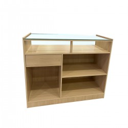 Mostrador Expositor Con Vitrina 1200x500x1000 MM Haya Blanco
