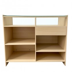 Mostrador Exhibidor con un cajón Blanco Haya 1500x500x1000 MM