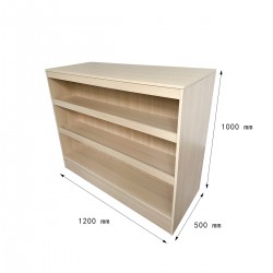 Mostrador Exhibidor con tres compartimentos Blanco Haya 1200x500x1000 MM