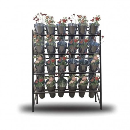 Expositor de Flores 4 Niveles 24 Cubos Metálicos -114x32x152cm - Gris Marfil
