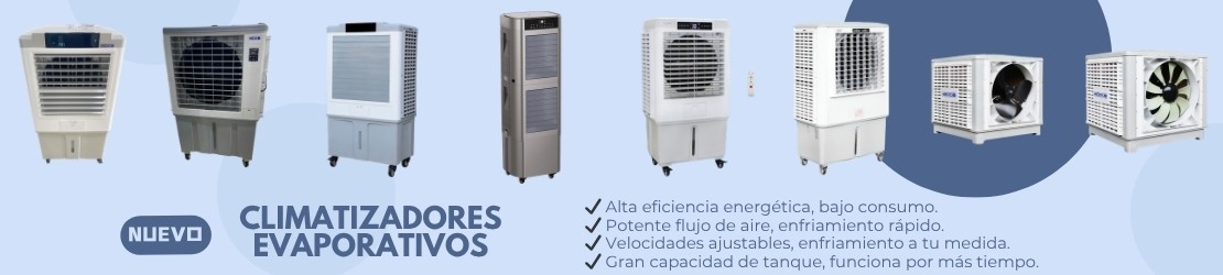 Climatizadores Evaporativos Yonhoo: bajo consumo (0.125-1.1kW) y alta eficiencia para áreas de 50-50